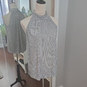 Adrianna Papell "Dressy" Black and White Cold shoulder blouse